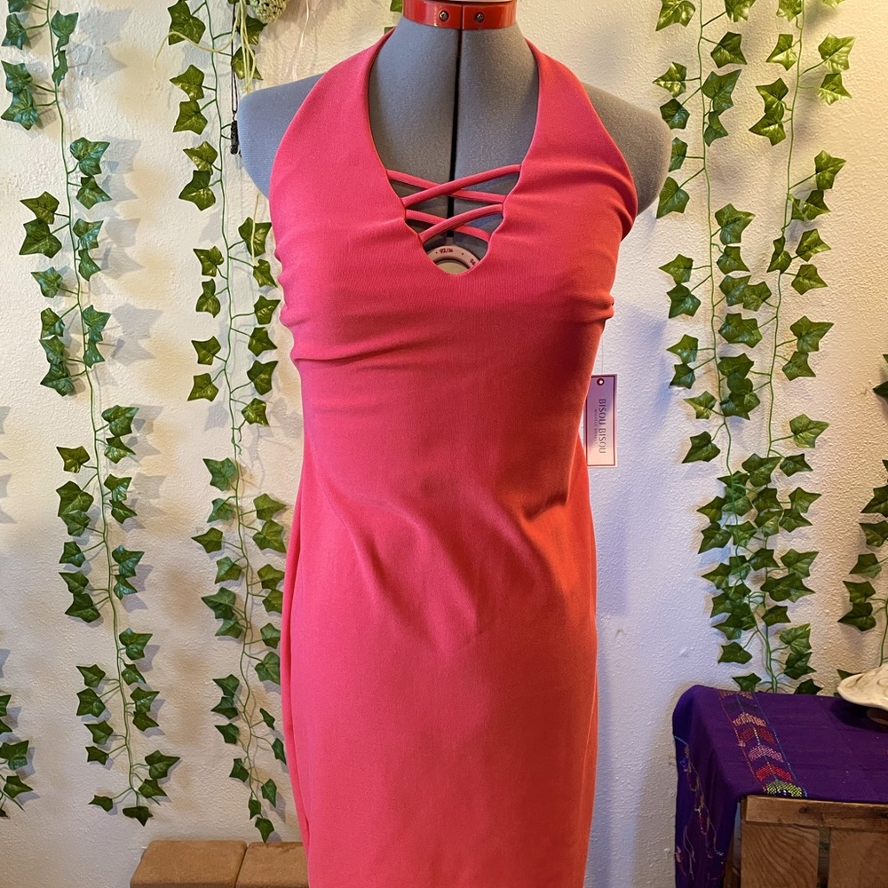 Bisou bisou new with tag super cut salmon midi dress.